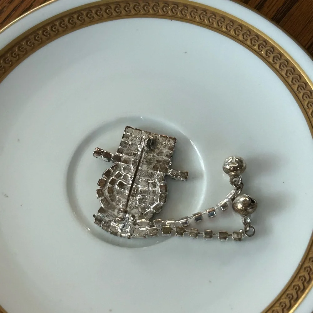 Vintage Rhinestone Snowman Brooch